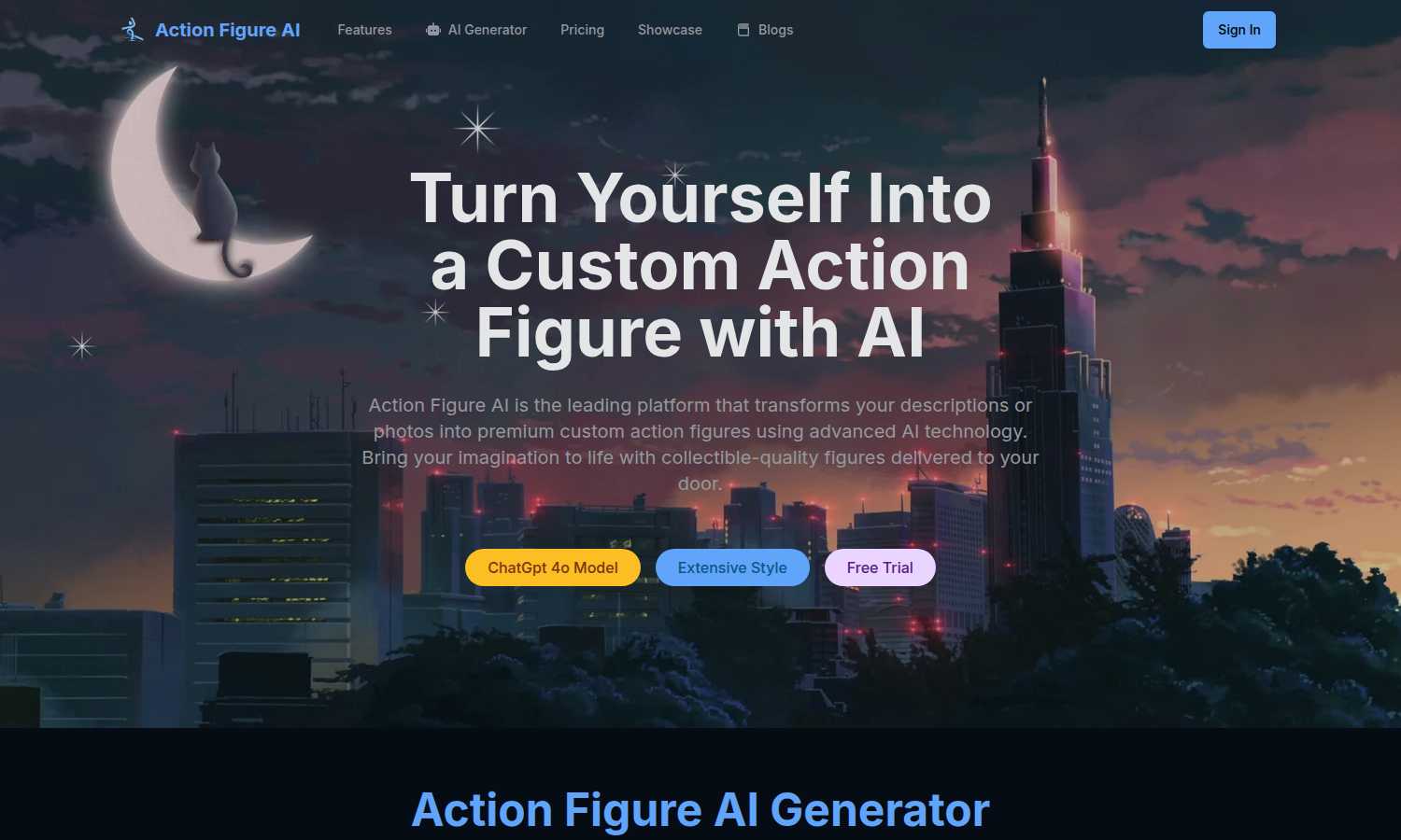 Action Figure AI application interface and features