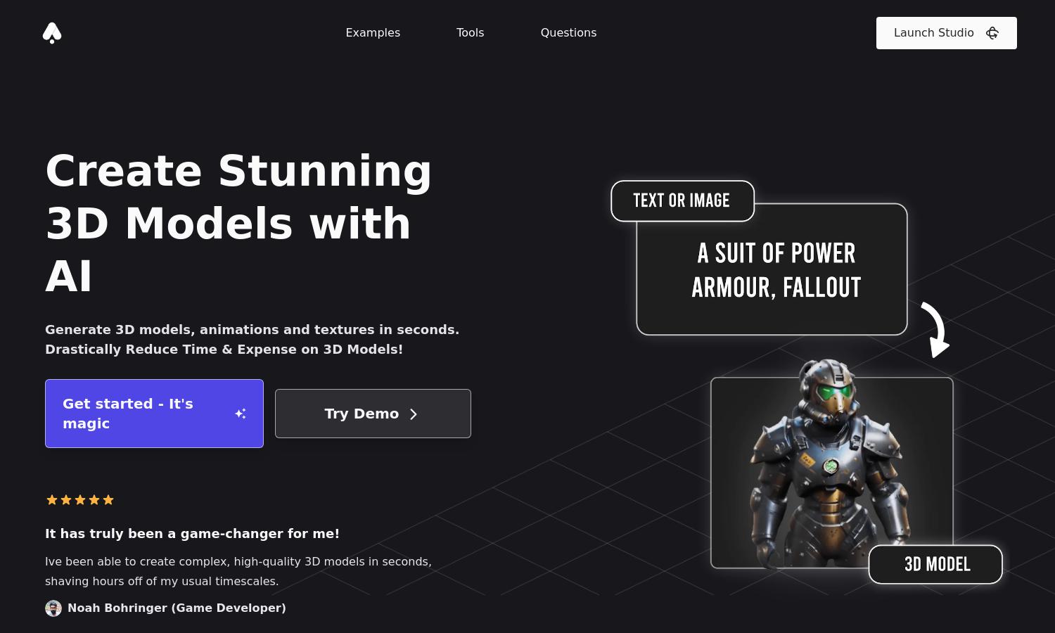 3D AI Studio Website