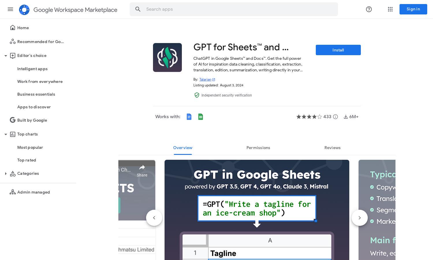 GPT for Sheets™ and Docs™ Website