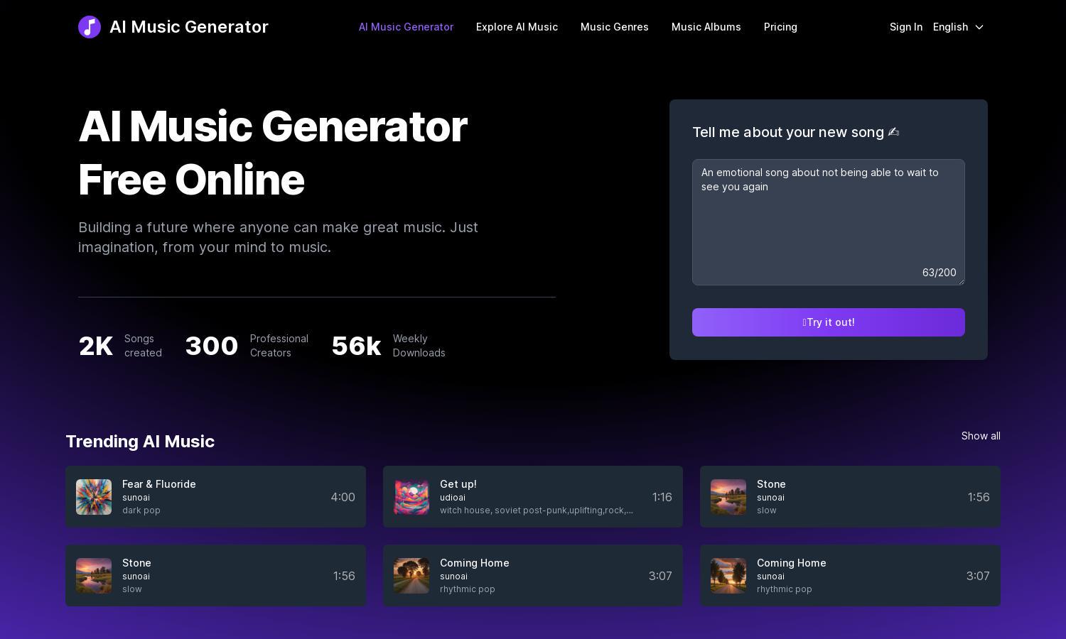 ai-music-generator.ai Website