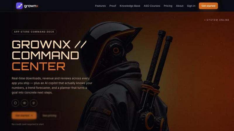 GROWNX application interface and features