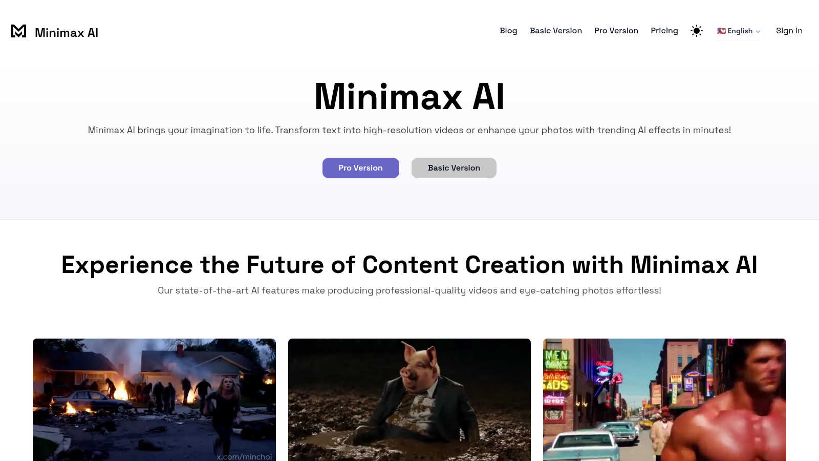 Minimax AI application interface and features