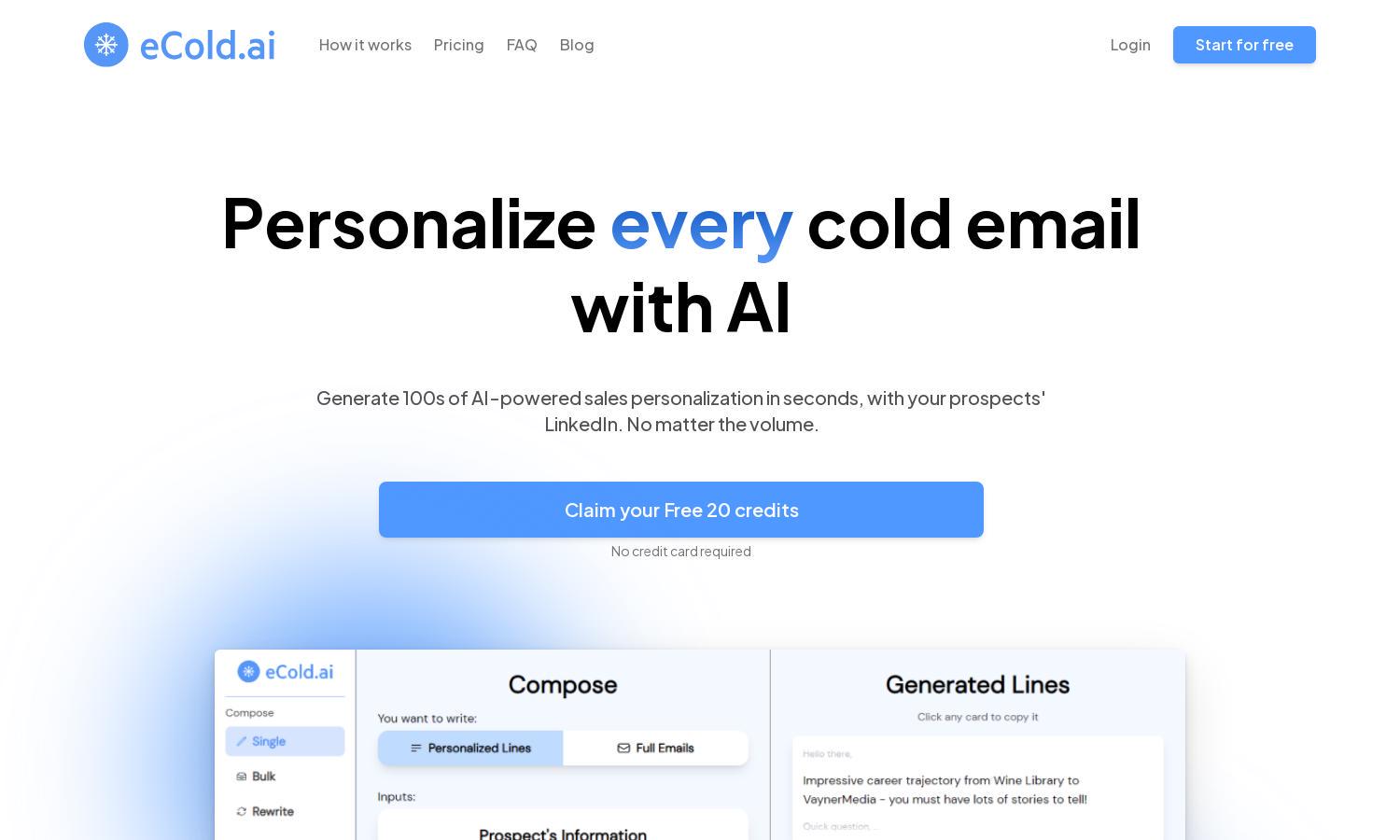 eCold.ai Website