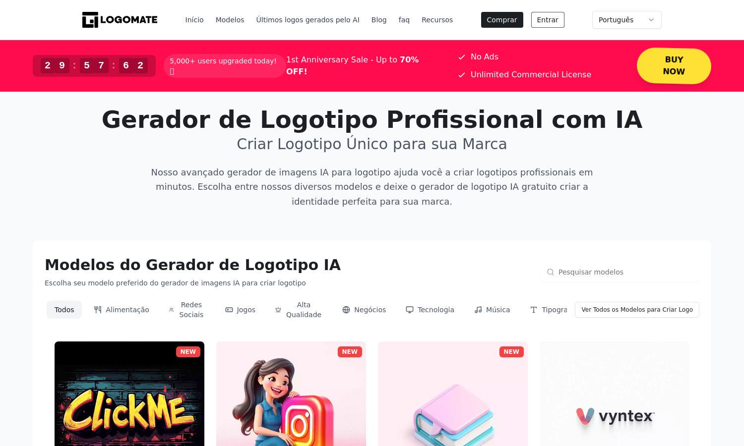 Gerador de Logotipo IA Website