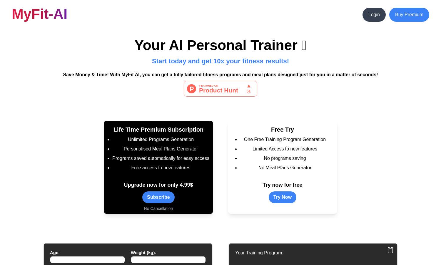 MyFit AI Website