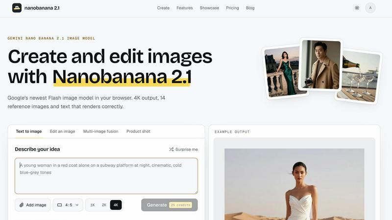 nanobanana 2.1 application interface and features