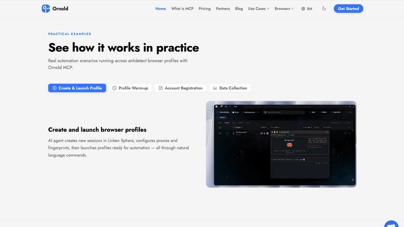 Ornold application interface and features