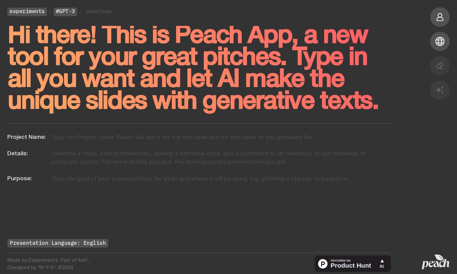 Peach App Website