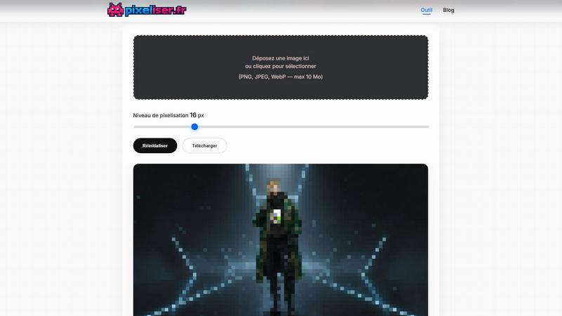 Pixeliser application interface and features