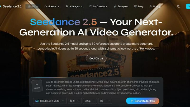Seedance 2.5 application interface and features