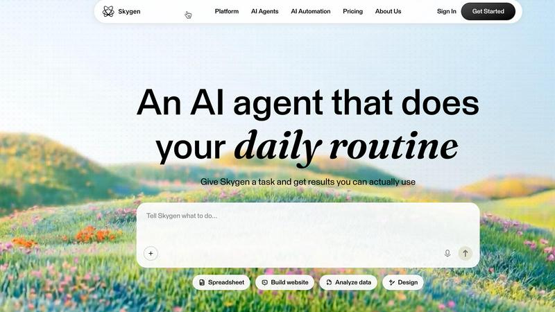 Skygen AI application interface and features