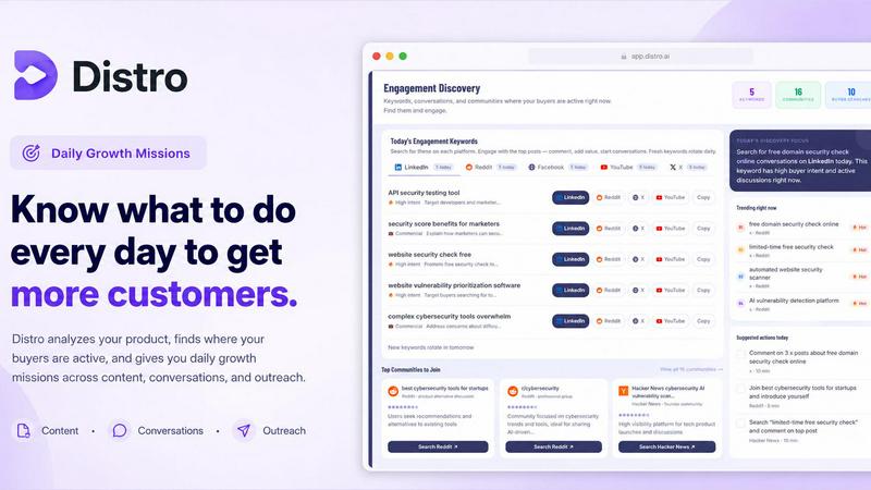 Distro application interface and features